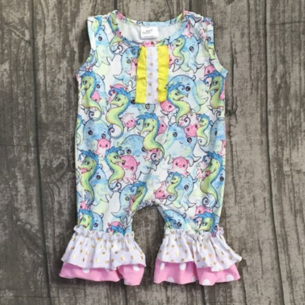 Baby Girls Sea Animals Ruffle Romper Jumpsuit